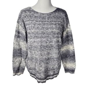 Jones New York Medium Blue And White Monochrome Knit Sweater